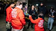 Ronda Rousey backstage with Johnny Knoxville's crew